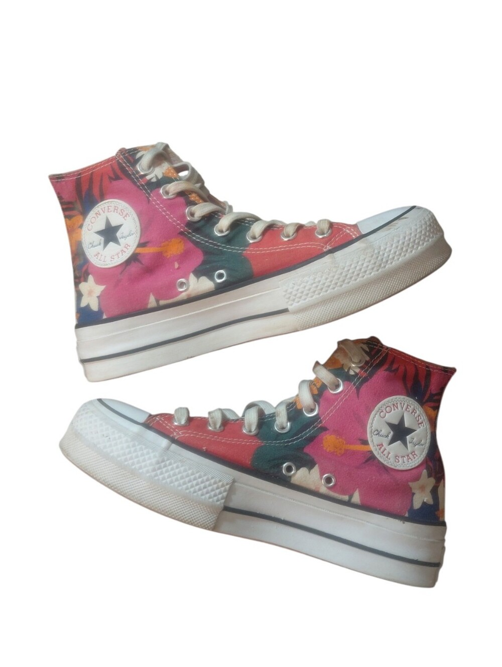 Converse All Star Lift Floral High Top Canvas Platform Sneakers Women's Size 7